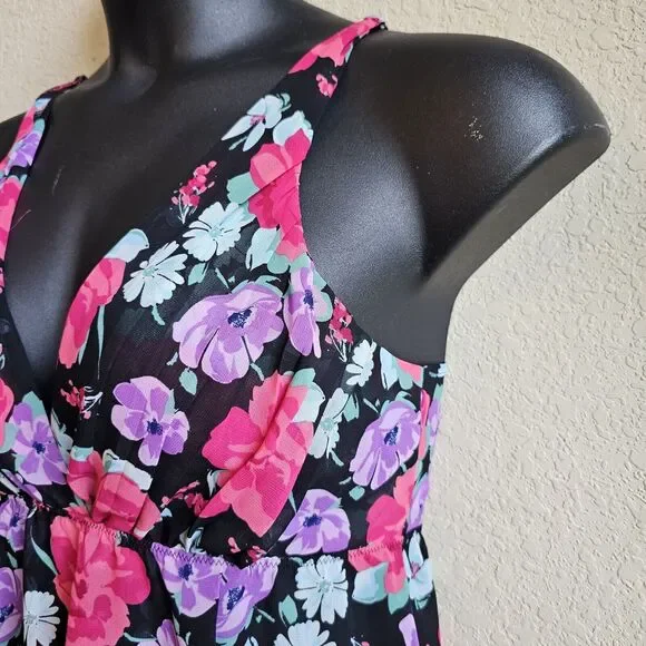 Flora Nikrooz Medium M Nightgown Pullover Adjustable Straps Floral Sexy Date - Picture 3 of 4